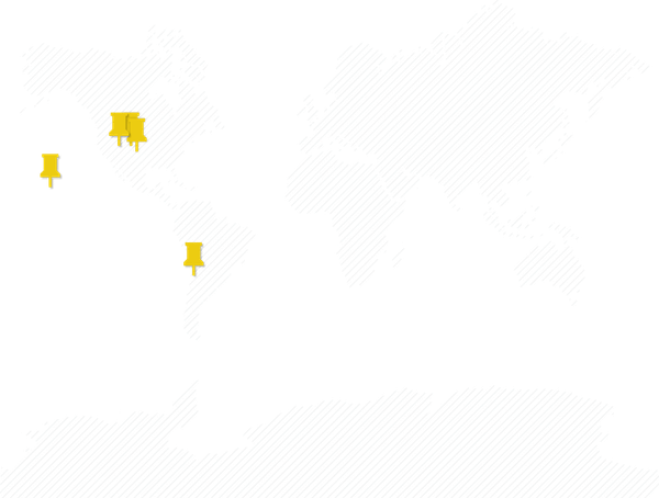 A graphic depiction of Earth's continents with yellow pins marking each research campaign's points of observation.