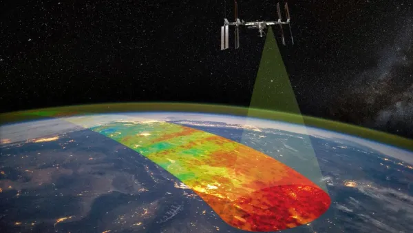 This artist’s conception depicts AWE scanning the atmosphere from aboard the International Space Station. AWE will measure variations in infrared airglow to track atmospheric gravity waves as they move up from the lower atmosphere into space. Utah State University Space Dynamics Laboratory