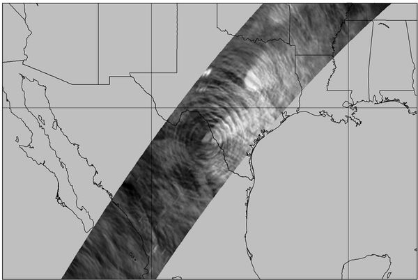 This image from AWE shows concentric atmospheric gravity waves caused by a severe weather event that included a tornado near the U.S.-Mexico border on May 3, 2024. Captured during orbit 2529 of AWE’s stay on the International Space Station, the image shows waves spreading across Texas and Mexico in near-perfect circles, a sight rarely observed with such clarity prior to the AWE mission. NASA/Utah State University