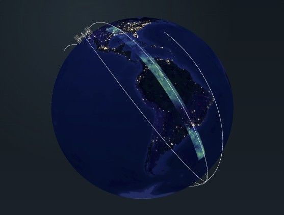 A still image from an interactive visualization shows AWE data collected over the Western Hemisphere. Utah State University